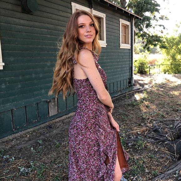 Brown Floral Midi Dress - Picture 2 of 8